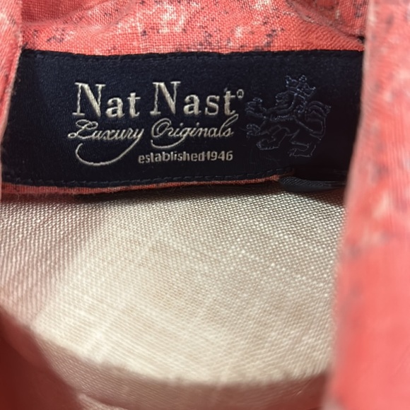 NAT Nast Men’s Linen American Fit Coral Combo Shirt size M - Picture 10 of 14